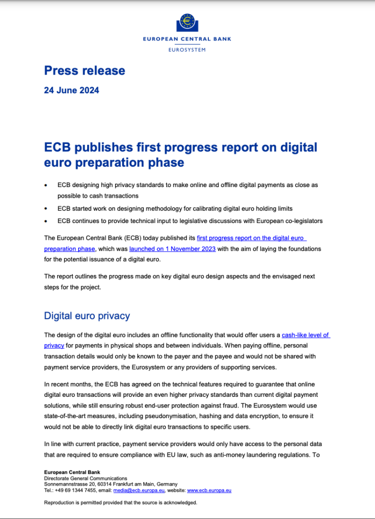 image of ECB press release cover page